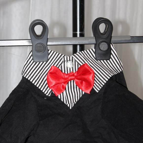DBpet. Pet tuxedo costume for dogs or cats with a red bow tie. - Picture 3 of 6